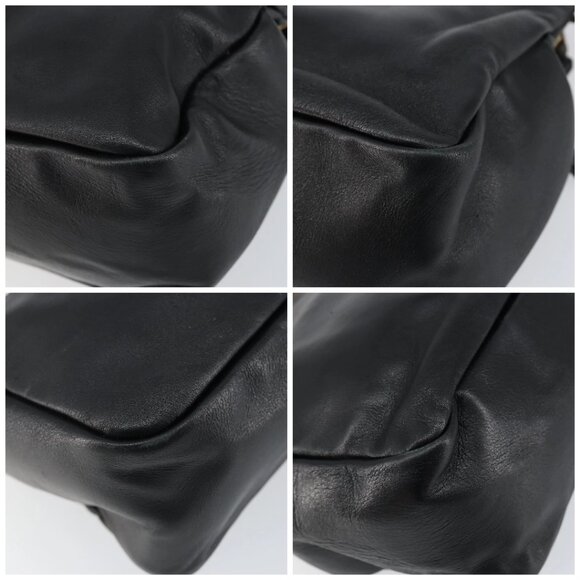 GUCCI Bamboo Hand Bag Leather Black Gold 000 1014 0575 Auth 149974 - Picture 16 of 16